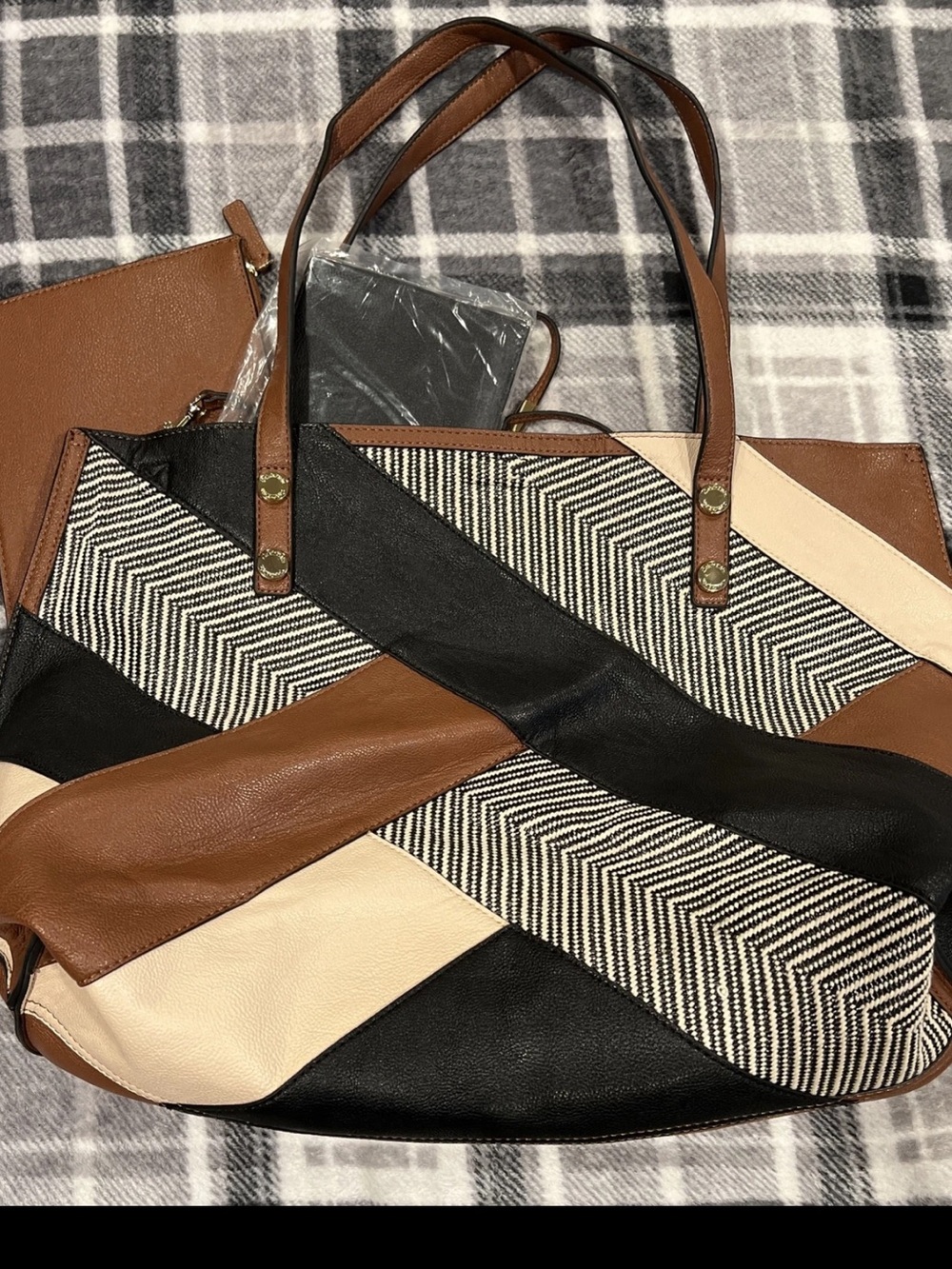Calvin Klein BEAUTIFUL Canvas/Leather Reversible Tote